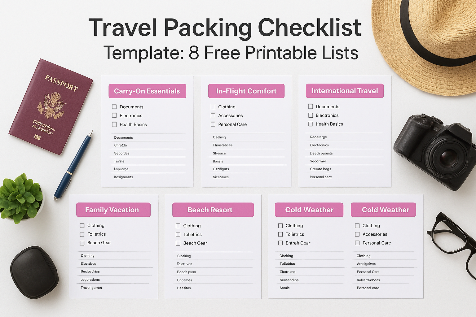 Travel Packing Checklist Template: 8 Free Printable Lists